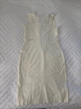 French Connection Cream Sleeveless Midi Sheath Dress